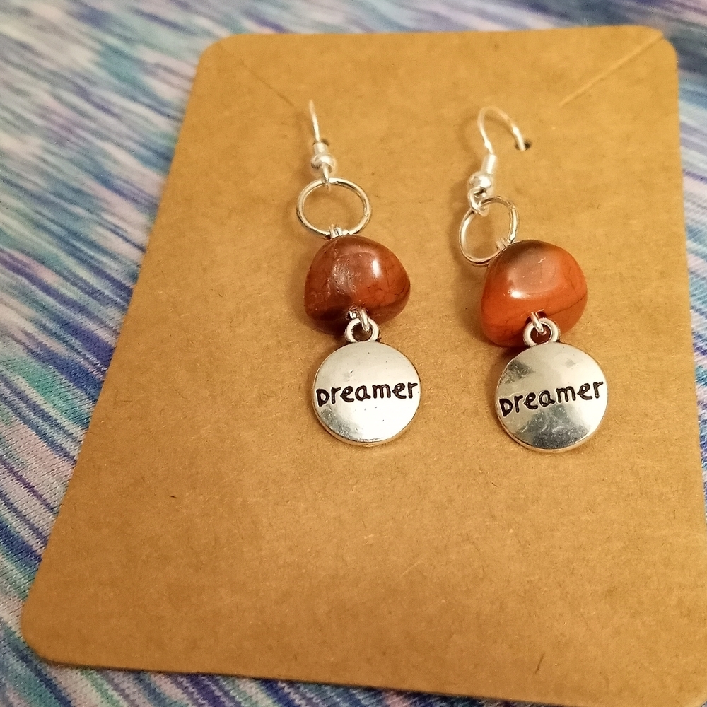 Hand crafted New sterling silver dreamer drop statement gemstone earrings